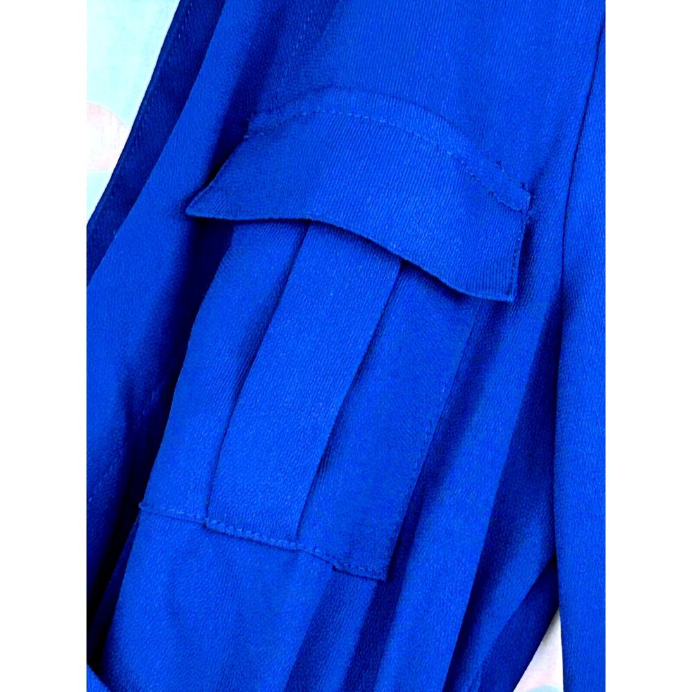 Very J Dress Womens Small Blue Elastic Waist Deep V Neck Long Sleeve Pullover - Picture 4 of 15